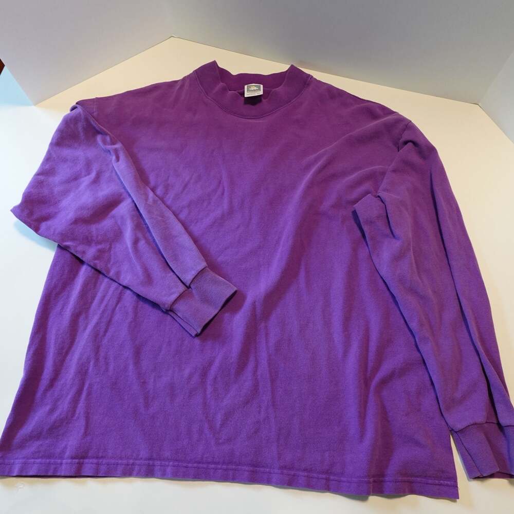 Cotton Deluxe Vintage 100% Cotton Long Sleeve Mock Neck Shirt